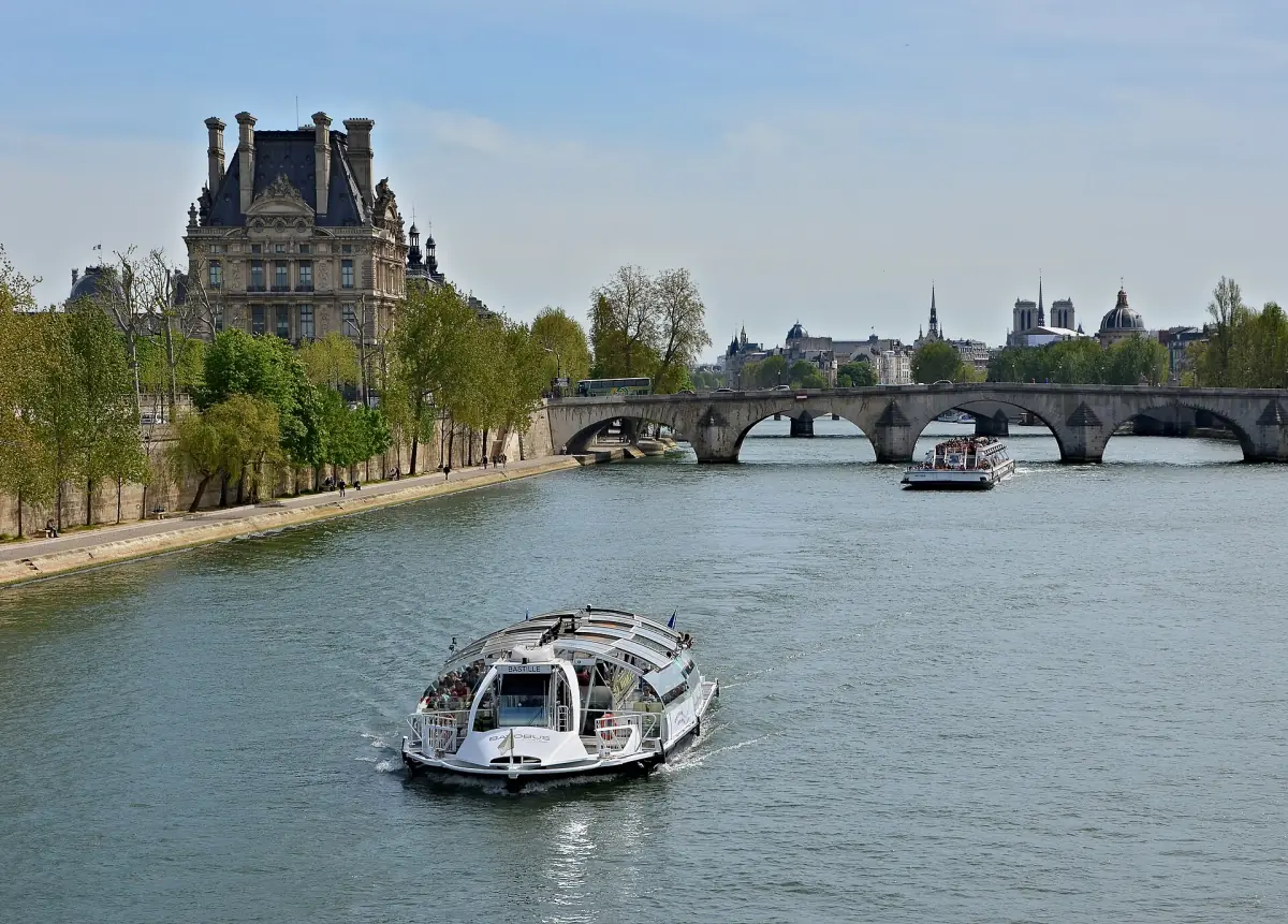 A Batobus on the Seine near the Louvre